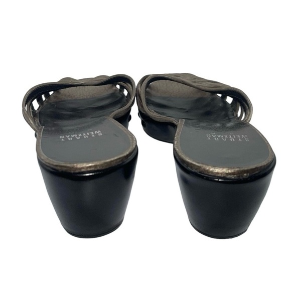 Stuart Weitzman Sandals Women's 8 US Metallic Gold Brown Leather Studded Vintage - Picture 8 of 10